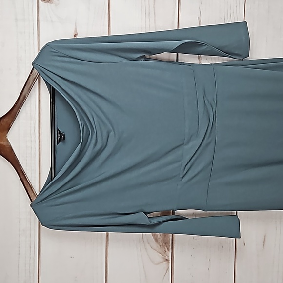 Ann Taylor Dusty Blue Cowl Neck Dress - Size 6 - Picture 3 of 12